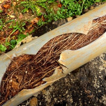 split pipe caused by tree roots
